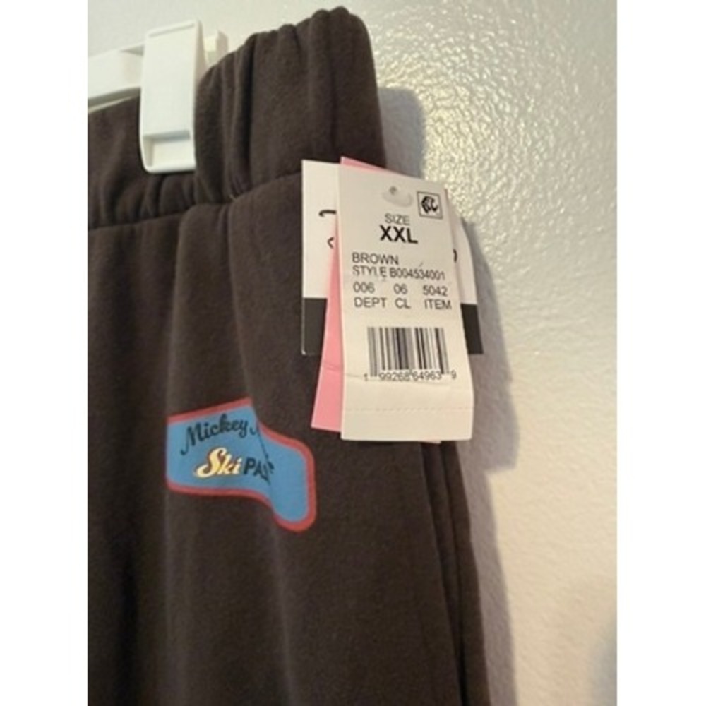 Disney Mickey Mouse Brown Alpine Ski Patch Wide Leg Sweatpants XXL - Picture 3 of 5